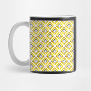 Yellow and Gray 3d Geometric Pattern, Rhombic Motif Mug